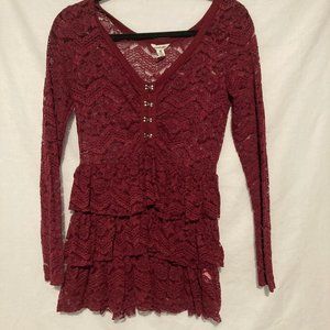 Aeropostale/ Bethany Mota maroon lace blouse.